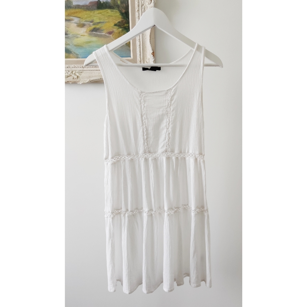 F21 white lace boho mini dress